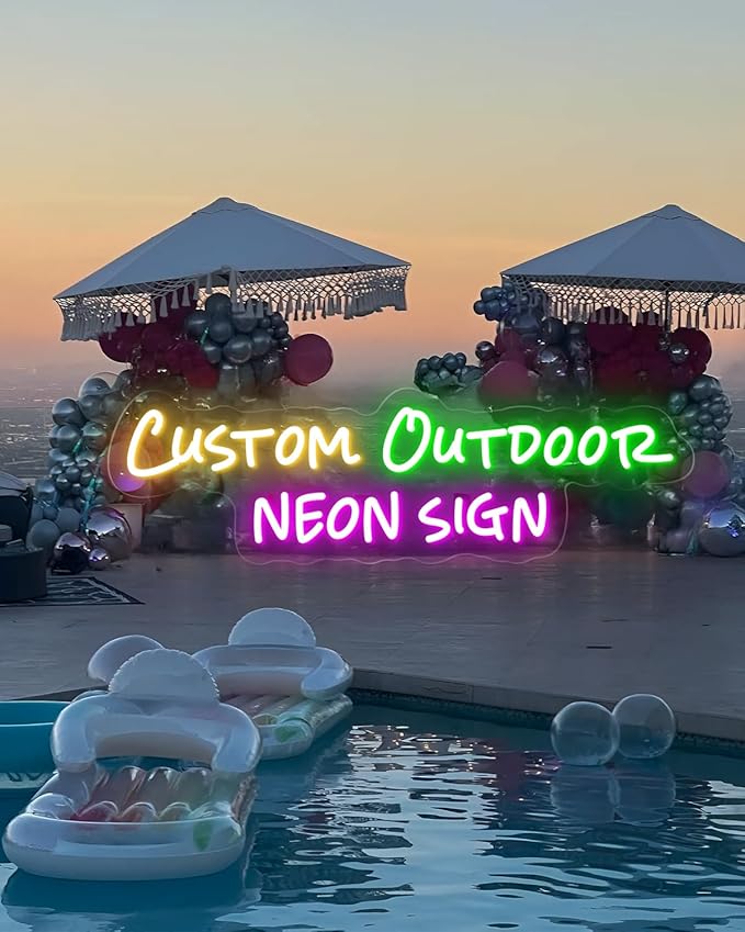 Large Outdoor Waterproof Custom Neon Sign, Personalized Outdoor Led Sign with Remote for outside, Professional Waterproof IP65 Neon Light for Pool Patio Backyard Restaurant Shop Beauty Salon