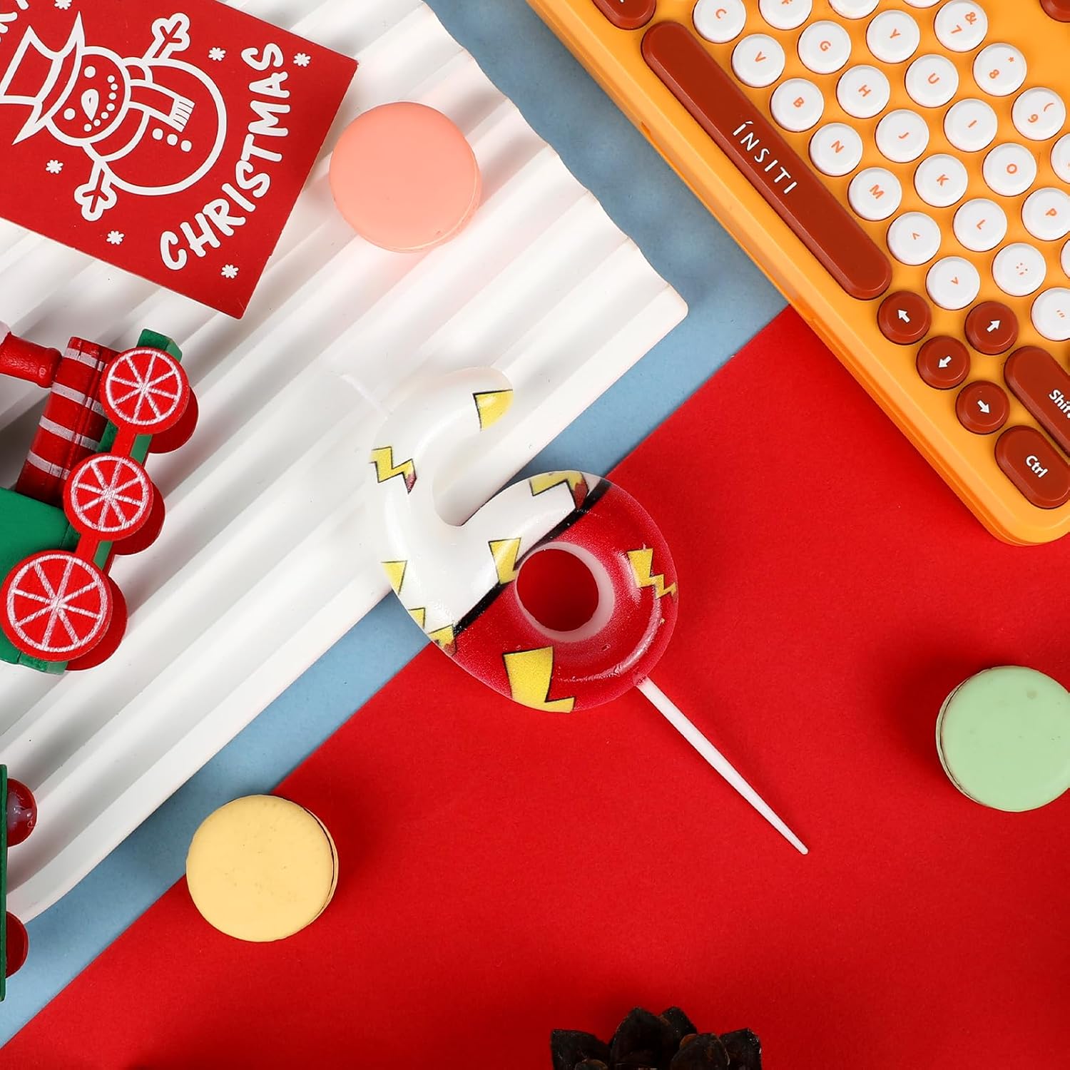 Cartoon Red White Number Candle, Number 6 Birthday Candles, Anime Numeral Cake Topper for Boy Party Decorations,Theme Party Favors