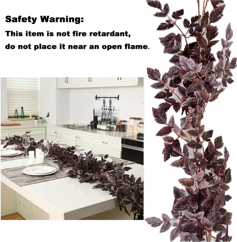 2PC Artificial Plum Cimicifuga Seeded Fall Garland Vine for Mantel 6Ft
