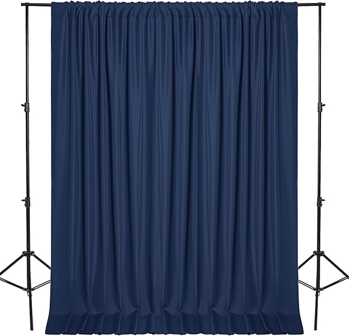 DWCN 10x7 FT Navy Blue Backdrop Curtains for Parties, Photography Backdrop Drapes with Rod Pockets for Wedding Decorations Stage Birthday Family Gatherings, 2 Panels 5ft x 7ft