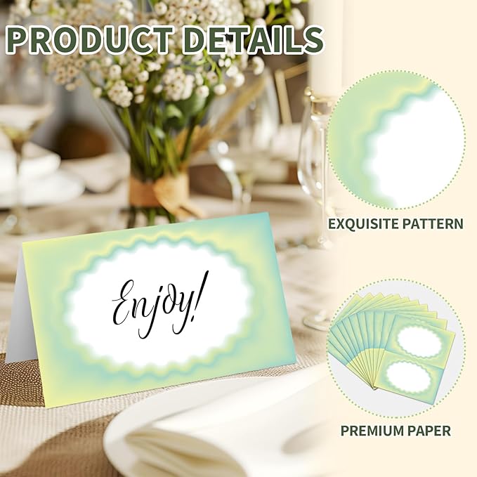 25 Color Gradient Place Cards for Table Seating, Colorful Wedding Name Place Card, Tent Cards for Birthday Baby Shower Bridal Shower Reception Dinner Party Decorations -A01