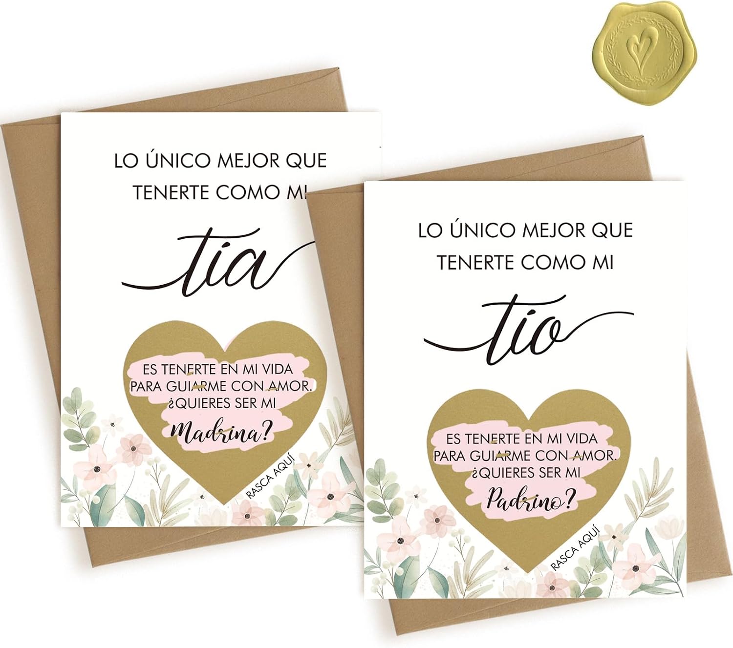 Spanish Will You Be My Godparents Scratch Off Card for Auntie and Unlce, Godparents Proposal Gift from Niece Nephew, Godmother and Godfather Request Asking, Padrino andMadrina Proposal Card - Tia Tio