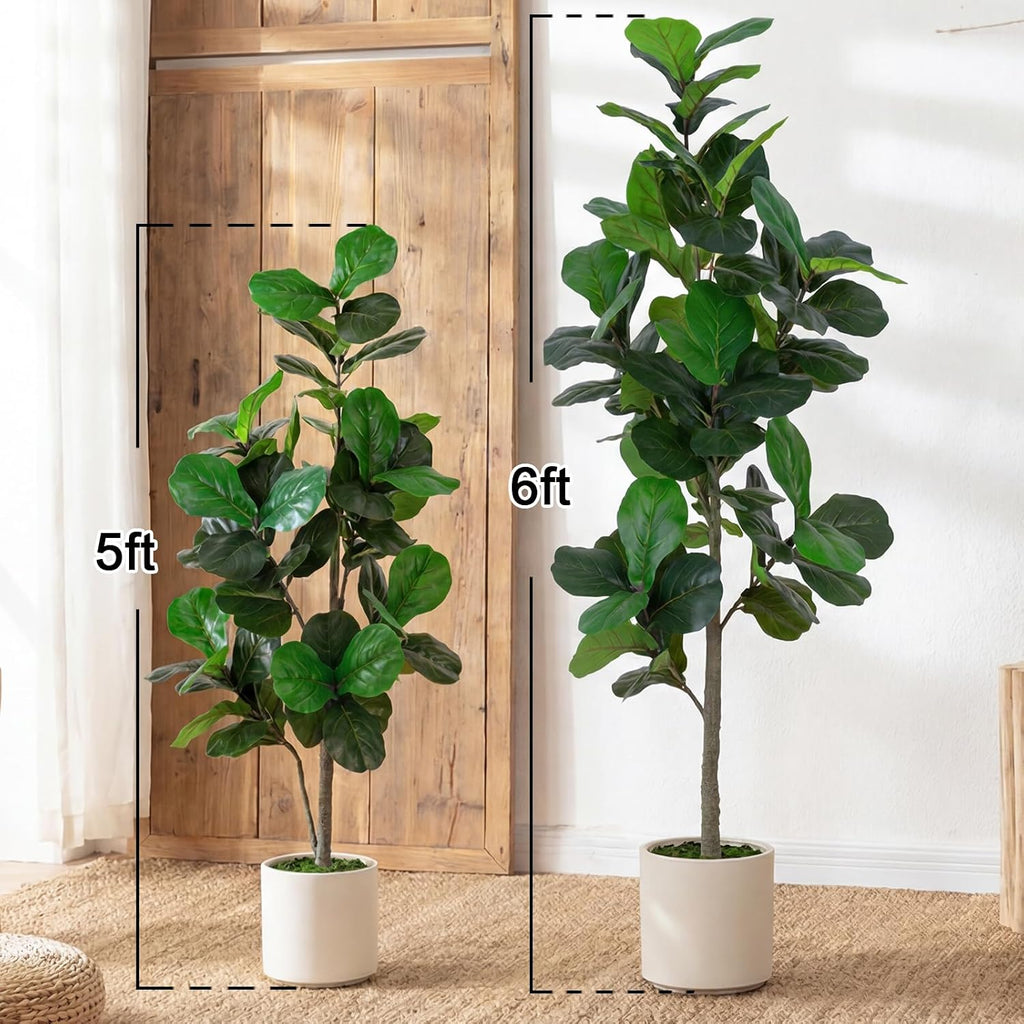 artificial fiddle leaf fig tree 5ft tall faux, side view