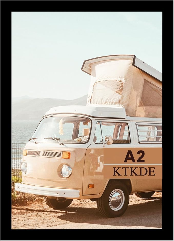 KTKDE A2 Poster Frame Black 16.5x23.4 inch Woodgrain Picture Frames,Vertical & Horizontal Wall Hanging Large Picture Frame for Photos,Posters and Artwork - Perfect for Christmas gifts and Home Decor