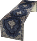 Vintage Boho Floral Table Runner, Rustic Country Farmhouse Dark Blue Grey Retro Flower Pattern for Home Kitchen Table Decor Dining Coffee Room Party Decor 13x60in