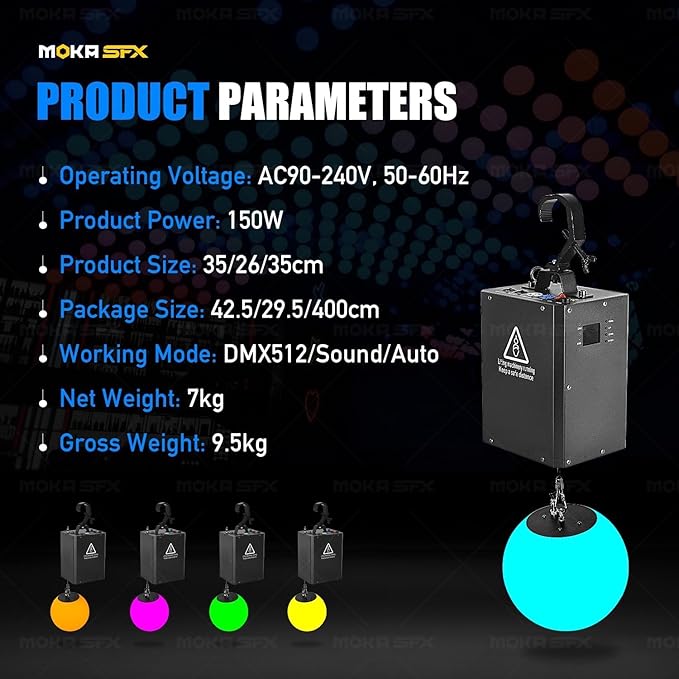 3D LED Light Lifting System DMX RGB LED Light Lift Ball Wave Effect Winch Colorful Kinetic Stage Light Ball for DJ Disco