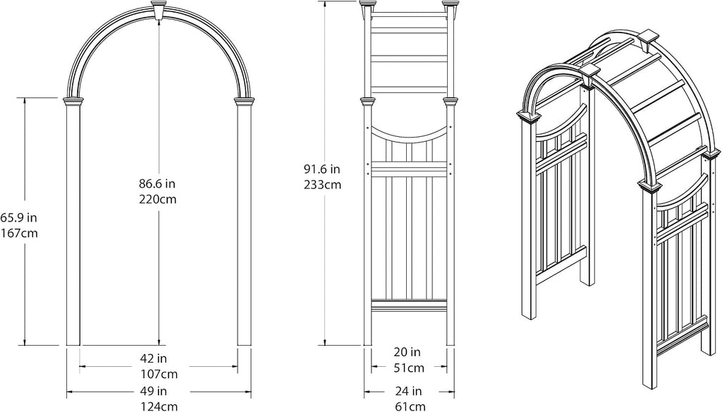 vienna 49" w x 91" h vinyl arbor, close-up detail