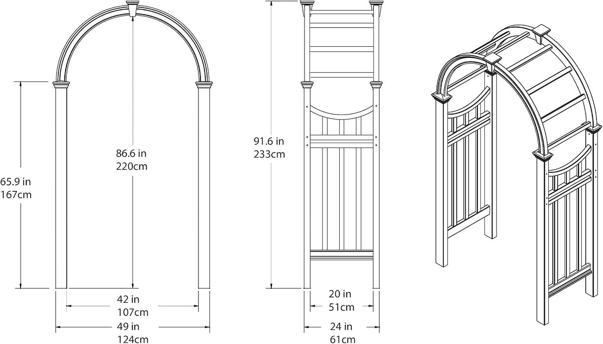 vienna 49" w x 91" h vinyl arbor, close-up detail