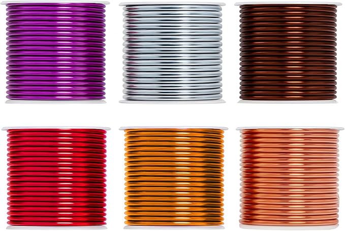 Mandala Crafts 14 Gauge Anodized Aluminum Craft Wire for Jewelry Making – 330 FT Colored Flexible Silver Copper Purple Gold Brown Red Wire - Bendable for Bonsai Armature Crafting Sculpting