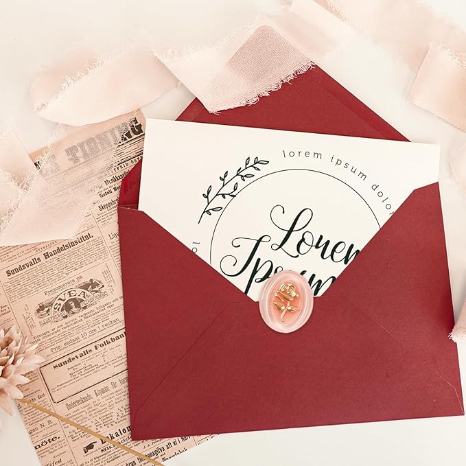 50 Pack 5x7 Envelopes Letter Size, Red A7 Envelopes Self Seal for Wedding Invitation, Envelope 5.4x7.6 for Greeting Cards, Photos, Baby Shower, Graduation, Thank You Cards, Announcements