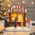 mumtop christmas village house, animated popcorn wagon with, main product view