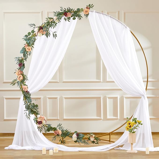 Wedding Arch Draping Fabric 1 Panel 30" X 20FT Sheer Arch Drapes Fabric White Backdrop Curtains for Wedding Arbor Ceremony Birthday Party