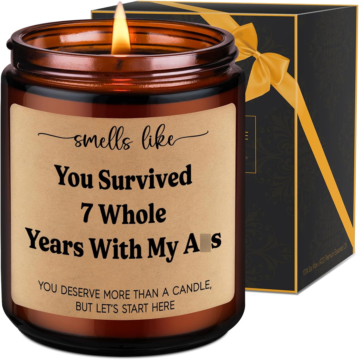 LEADO 7th Anniv. Candle, 7 Year Anniversary Funny Gifts for Him Her Husband Wife Boyfriend Girlfriend - Copper Gifts for 7th Anniversary, 7 Years Copper Wedding Anniv. Couple Present for Women Men