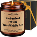 LEADO 7th Anniv. Candle, 7 Year Anniversary Funny Gifts for Him Her Husband Wife Boyfriend Girlfriend - Copper Gifts for 7th Anniversary, 7 Years Copper Wedding Anniv. Couple Present for Women Men