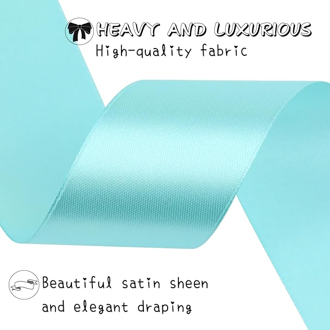 Lake Blue Solid Satin Ribbon 1-1/2 Inch 50 Yards Solid Polyester Fabric Ribbon for Gift Wrapping Wedding Christmas Baby Shower Birthday Party Decoration Handmade Immortal Flower Craft