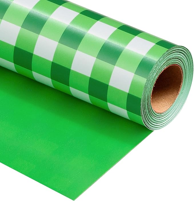 Burymento Green Checkerboard Wrapping Paper, Gift Wrap for Birthday, Valentines, Mothers day, Graduation, Wedding, Fathers day, Baby Shower, Christmas (17in x 32.8ft)