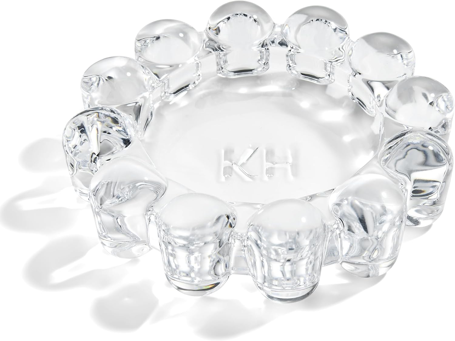 khtumeware Chic Clear Bubble Glass Candle Dish – Modern Clear Glass Candle Holder for Tealights & Diffusers, Decorative Tray for Home & Tabletop Decor（1 Pack）
