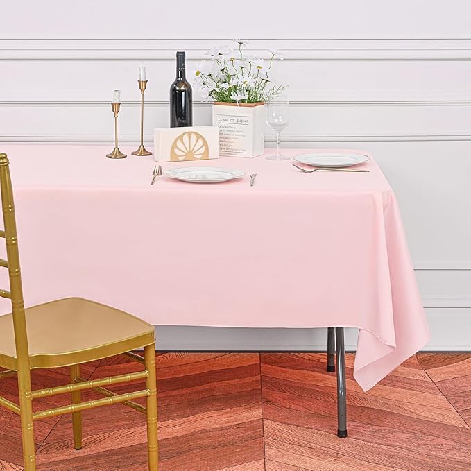 10 Pack Pink Tablecloths for 6ft Rectangle Tables 60 x 102 Inch - Polyester Table Cover Stain and Wrinkle Resistant Washable Fabric Table Clothes for Wedding Party Banquet Reception Restaurant