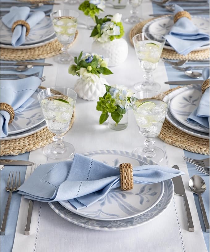 Solino Home Linen Table Runner 90 Inches Long - Classic Hemstitch 100% Pure Linen White Dining Table Runner 14 x 90 Inch for Fall, Autumn, Halloween, Thanksgiving, Holiday