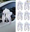 Wedding Car Decoration Flowers, Artificial White Bow Cars Decorative Flower Rose for Door Handles, Automotive Decorations Accessories for Women Men