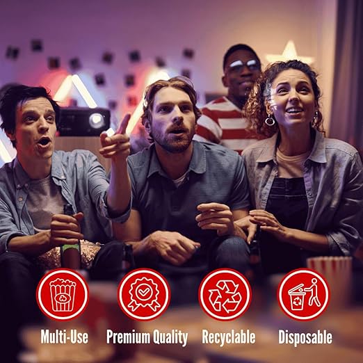ZEEGO0 20-Pack Popcorn Boxes, Sturdy and Durable Popcorn Bucket, 7.75in Tall Large Capacity Popcorn Containers, Cups & Bowls, Convenient Movie Night Supplies, Perfect for Families, Parties, Carnivals
