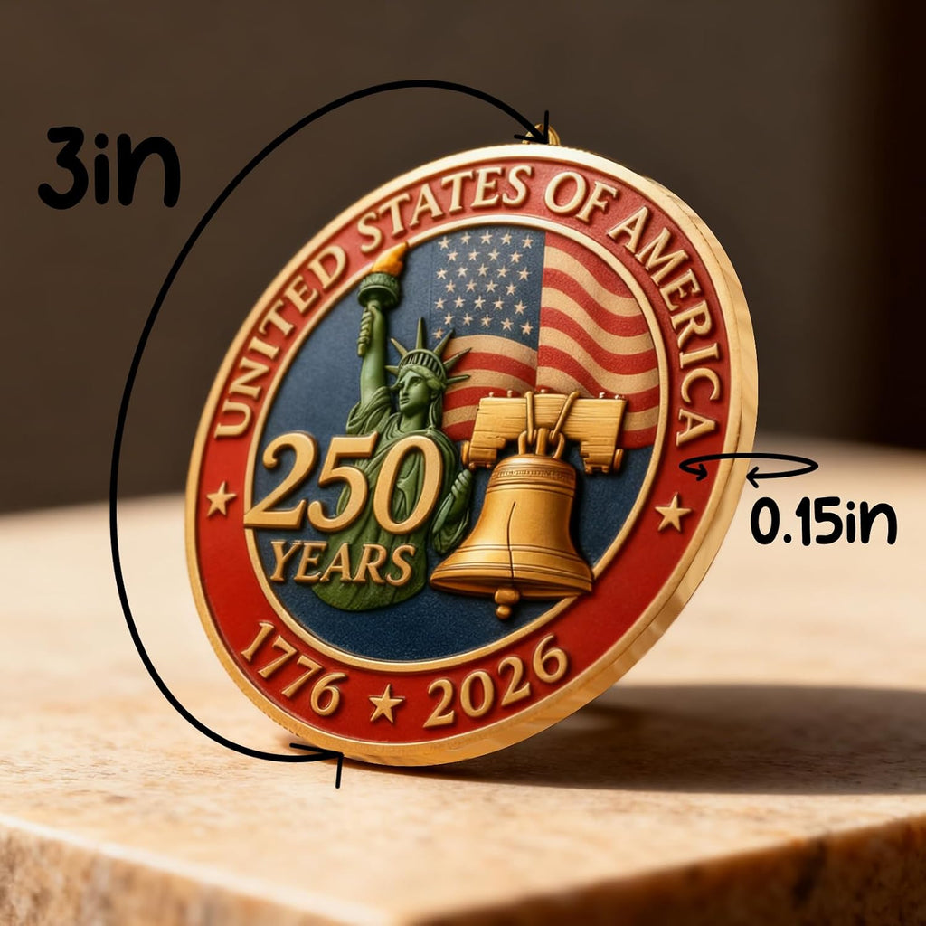 United States 250th Anniversary Ornament 1776 2026 Patriotic Liberty Bell Decoration America 250 Commemorative Ornament Vintage USA 250th Celebration Christmas Ornament