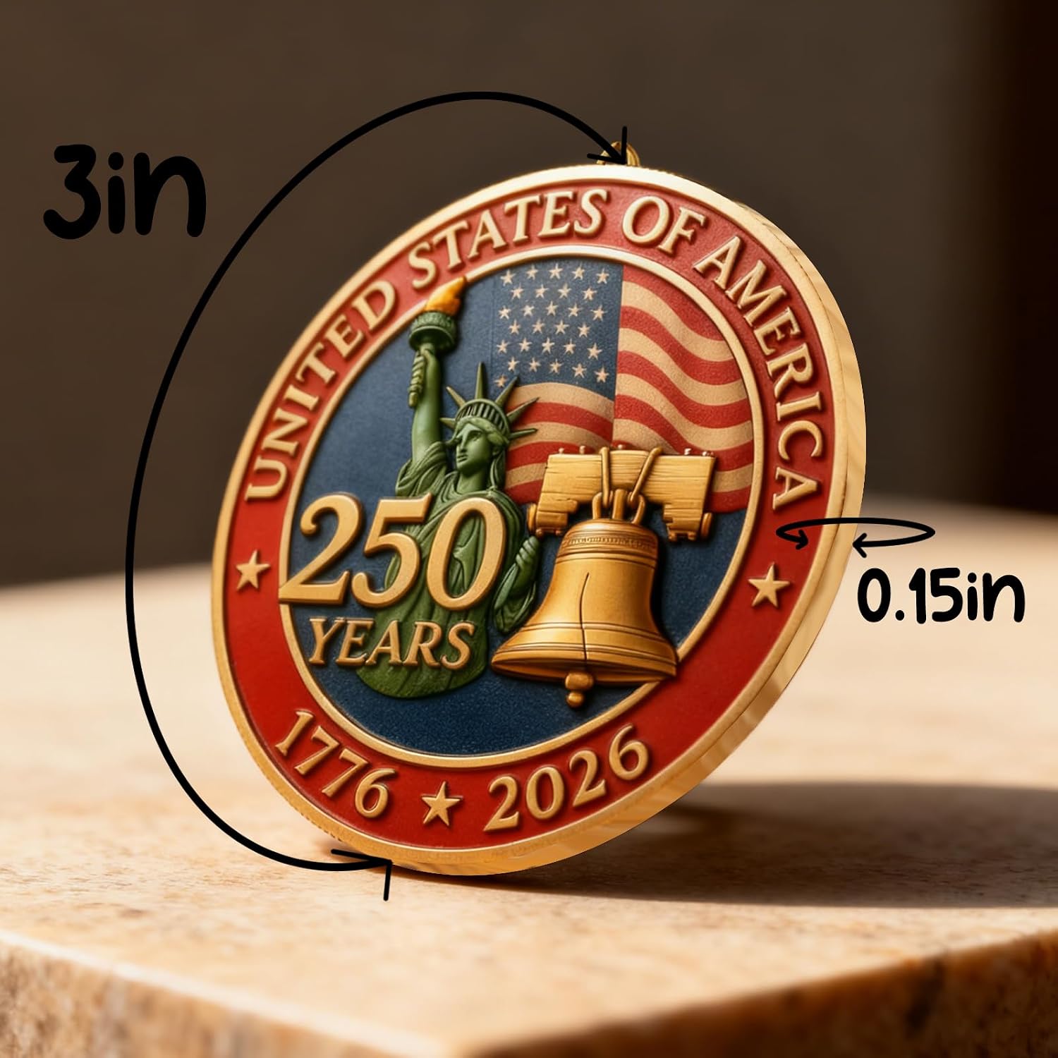 United States 250th Anniversary Ornament 1776 2026 Patriotic Liberty Bell Decoration America 250 Commemorative Ornament Vintage USA 250th Celebration Christmas Ornament