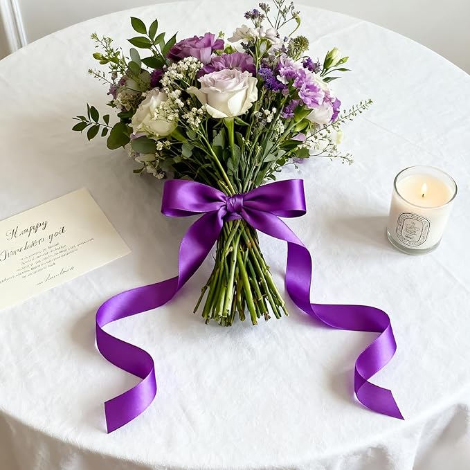 NESCCI 100 Yards Ribbon,1-1/2 Inch Purple Satin Ribbon,Single Face Satin Ribbons,Perfect for Gift Wrapping,Wedding Decoration,Handmade Bows,Wrapping Bouquet, Halloween, Christmas