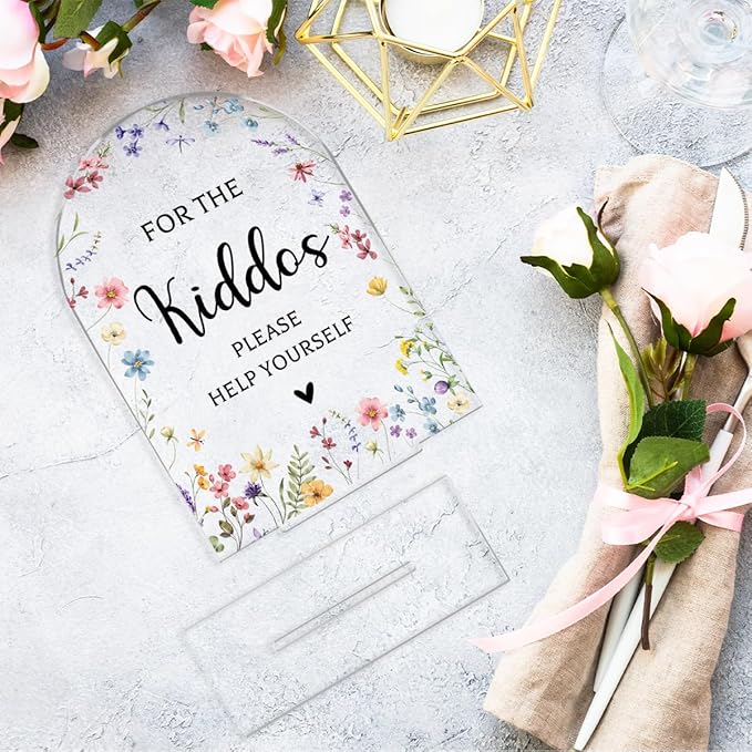 Wedding Sign，For The Kiddos Wedding Sign, Weddings Supplies 5x7 Inch, Kids Wedding Activities Acrylic Plaque, Please Help Yourself Sign, Wedding Signs for Ceremony And Reception decorative-signs184