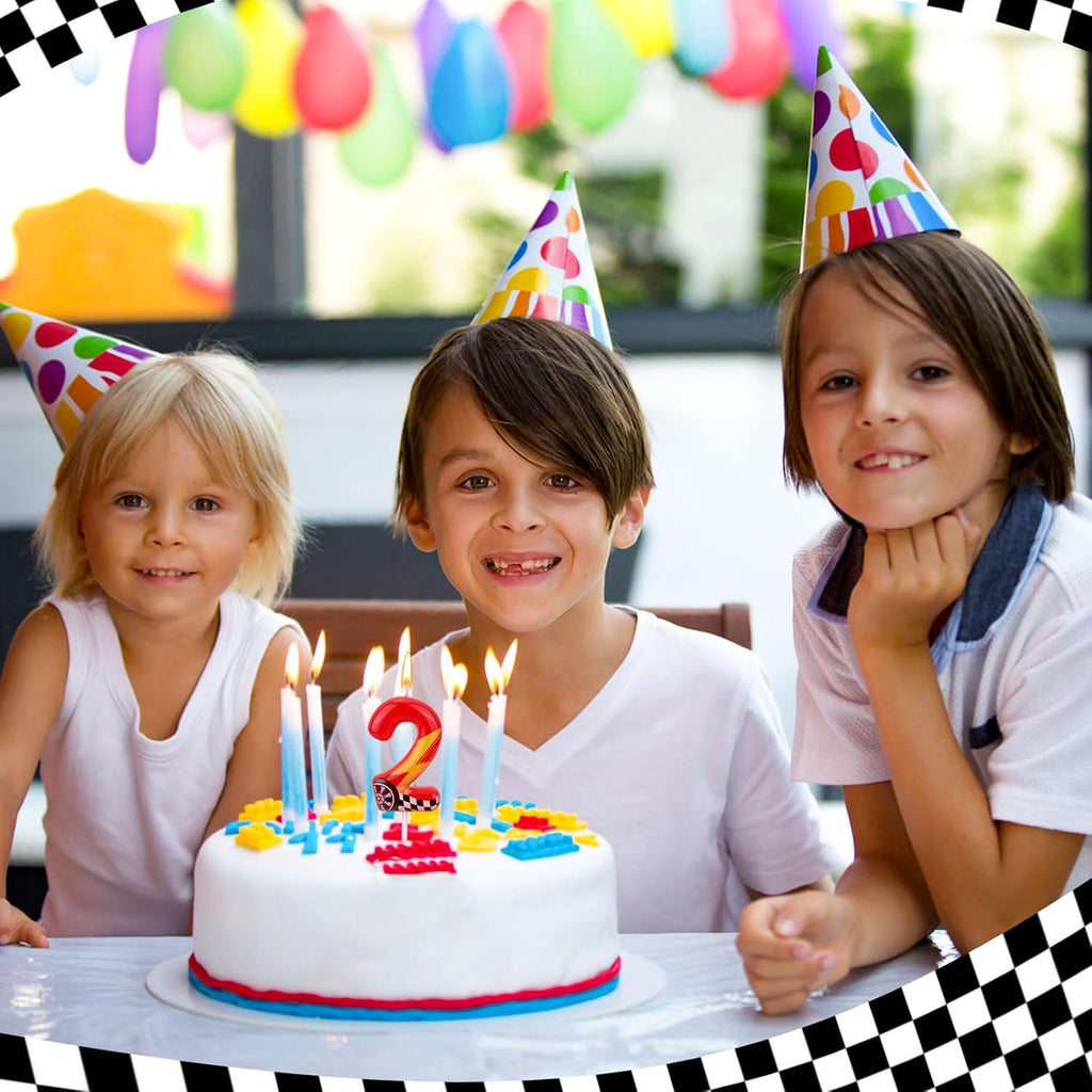 Racing Cars Themed Birthday Candle, Red Racing Car Lightning Number Candle Perfect Cake Toppers and Birthday Anniversary and Theme Party Decoration Supplies(Number 2)