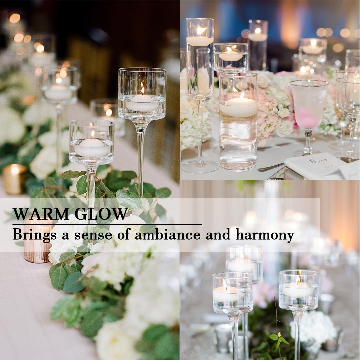 50 Pack of 2-Inch White Floating Candles - Ideal for Weddings, Home Décor, Spa Baths, and Romantic Settings.
