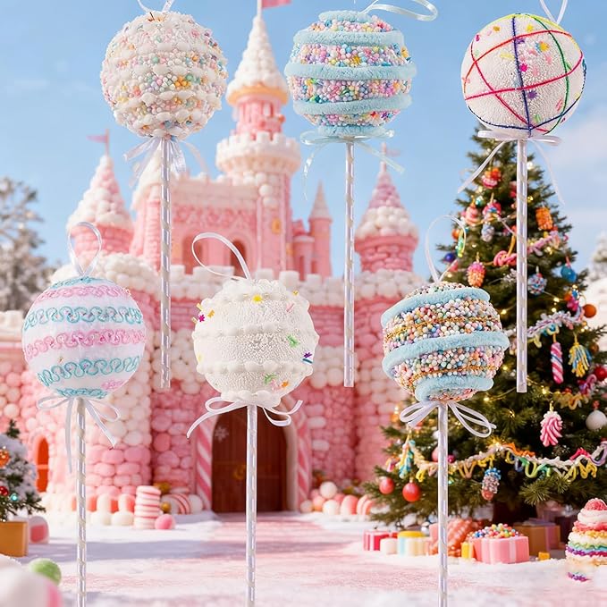 LANGXUN 6pcs Lollipop Candy Land 2025 Xmas Birthday Party Wedding Suppiles Decoration, Hanging Candy Cane Christmas Tree Décor, Christmas Decorative Hanging Ornaments Crafts