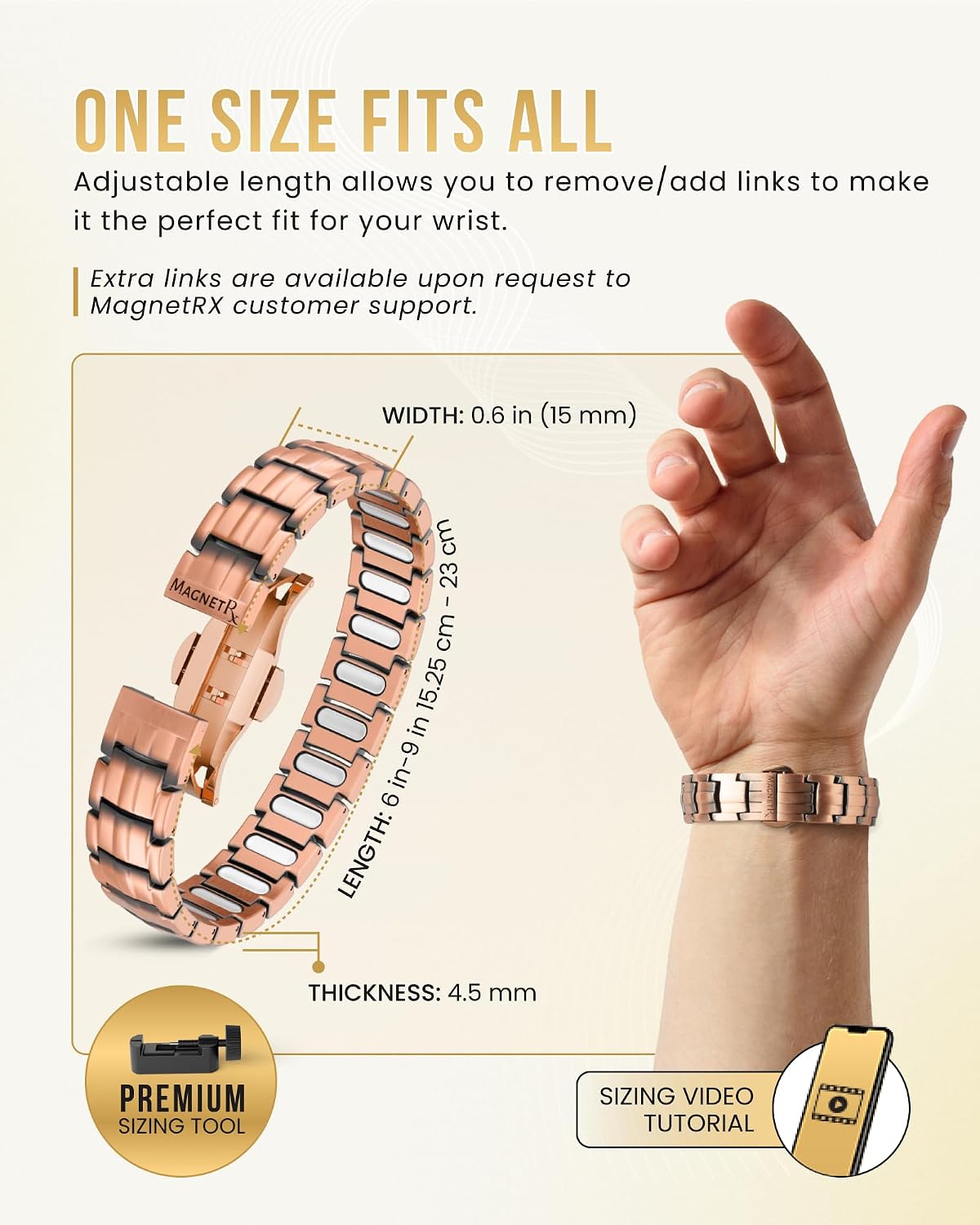 MagnetRX® EllipseMAX 5X Strength Magnetic Copper Bracelet for Men