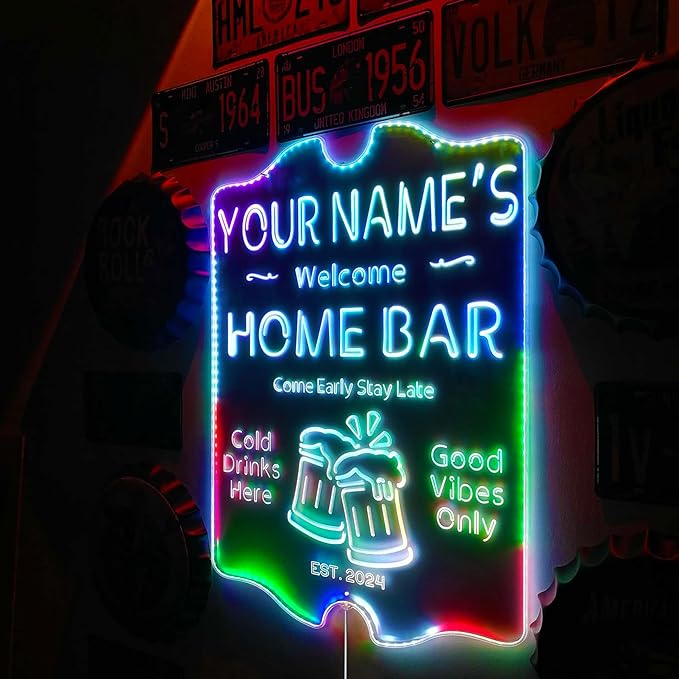 ADVPRO Personalized Your Name Home Bar RGB Dynamic Glam LED Sign - Cut-to-Edge Shape - Smart 3D Decoration - Multicolor Signage st06s43-fnd-p11-tm-c