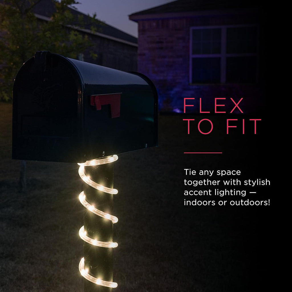 UltraPro LED Rope Lights, 16ft Classic Clear Rope, Warm White Light 3000K, Indoor/Outdoor, Flexible, Linkable, Durable, Rope Lights Outdoor, 54503