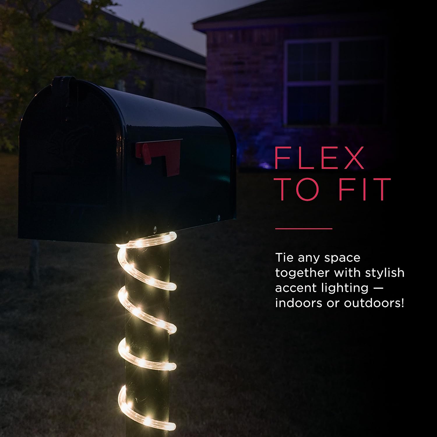 UltraPro LED Rope Lights, 16ft Classic Clear Rope, Warm White Light 3000K, Indoor/Outdoor, Flexible, Linkable, Durable, Rope Lights Outdoor, 54503