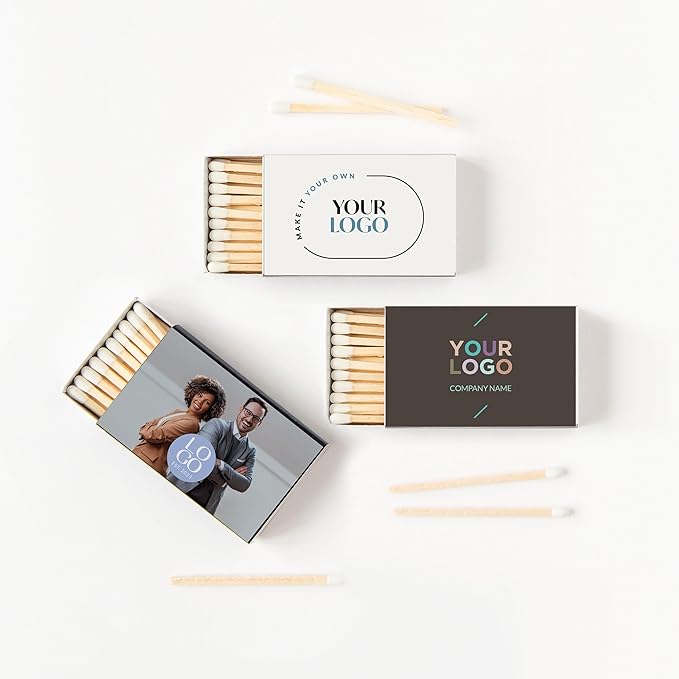 Weddingstar Matchboxes Stickers for Corporate Gift - Your Business Logo - Pack of 50 Pink