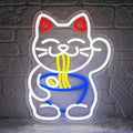 Lucky Cat Ramen Neon Sign,Neon Signs for Wall Decor,Dimmable USB Led Cat Sign,Neon Lights for Bedroom,Japanese Lucky Cat Noodle Led Neon Signs,Gift for Ramen Lovers,Anime Fans & Foodies