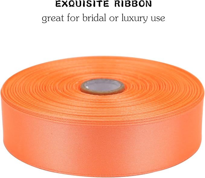 Orange Solid Satin Ribbon 1 Inch 50 Yards Solid Polyester Fabric Ribbon for Gift Wrapping Wedding Christmas Baby Shower Birthday Party Decoration Handmade Immortal Flower Craft