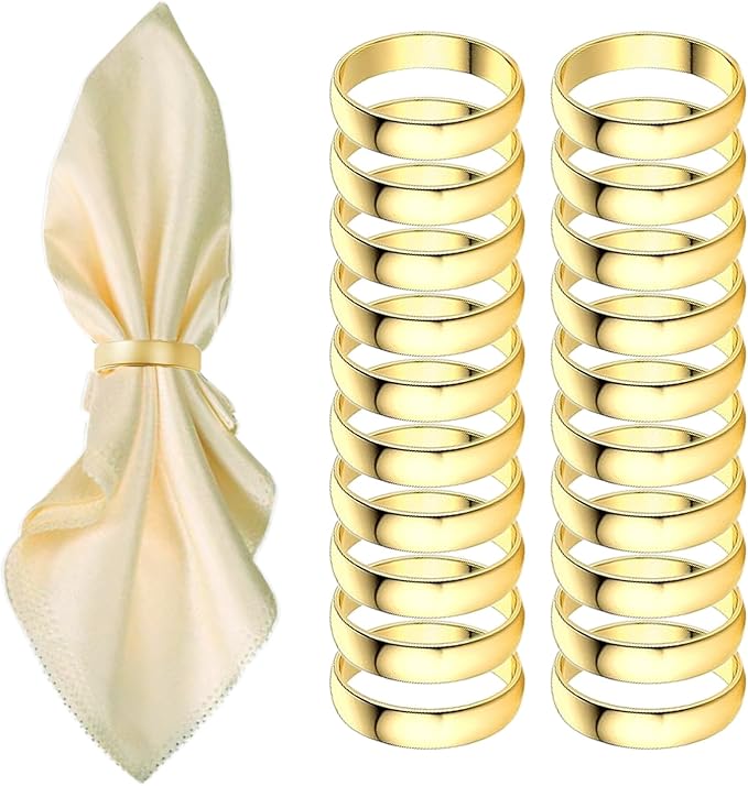 Gold Napkin Rings-20 Pcs Stainless Steel Napkin Rings,Metal Napkin Ring for Table Settings Wedding Christmas Party Dinner Table