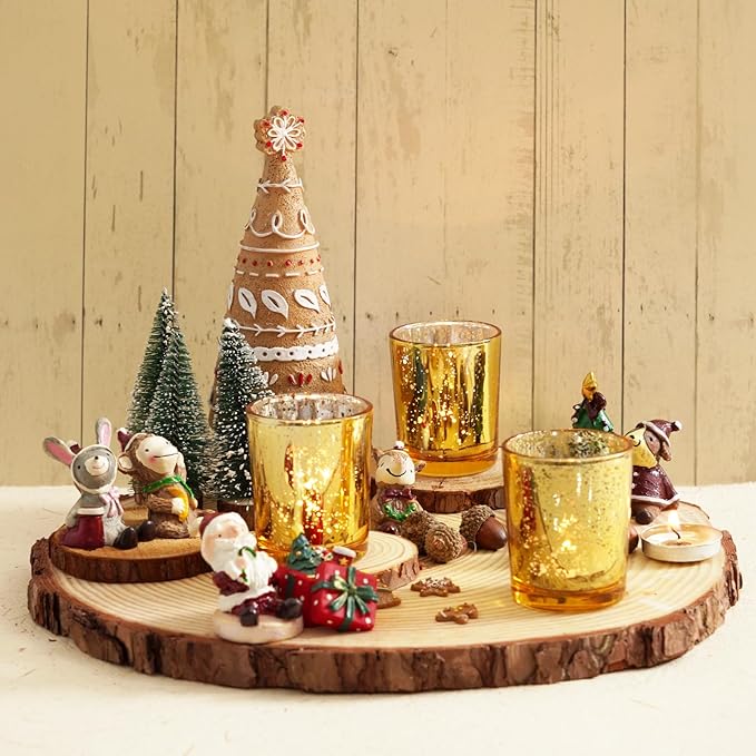 Homemory 12 Pcs Gold Votive Candle Holders, Mercury Glass Candle Holder, Tealight Candle Holders for Table Centerpieces, Baby Shower, Party, Anniversary, Wedding, Home Decor, Halloween, Christmas