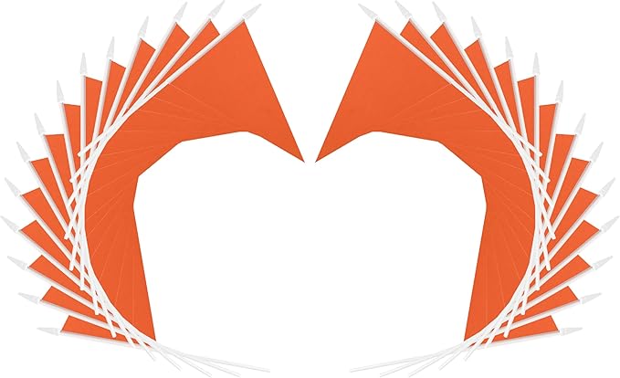 12 Pack Orange Pennant Flags Small Mini Hand Held Solid Color Pennant On Sticks Flags with 12.6"Solid Pole & Spear Top,Party Events Celebration,School,Grand Opening,Kids Birthday,Sports Clubs