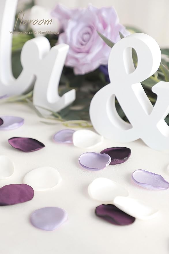 Floroom 300pcs Rose Petals Lilac Plum Faux Silk Flower Petals for Wedding Flower Girl Basket Aisle Scatter Dinner Table Centerpieces Party Confetti Bridal Shower Romantic Night Decoration