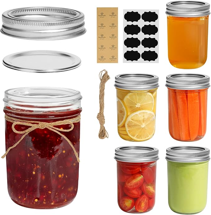 ComSaf Small Mason Jars 8 oz - 6 Pack, Regular Mouth Mason Jar with Lids and Seal Bands, Small Glass Canning Jar for Spice, Jam, Honey, Jelly, Dessert, Shower Wedding Favors, DIY Candles Decor