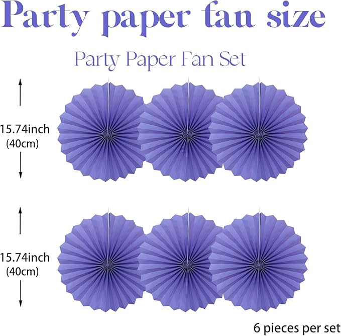 BARTHEW Purple Party Decorations,Purple Bridal Shower Decorations,Halloween Decor Events Accessories,Retirement Decorations Paper Fans Bulk 16in,Anniversary for 30 Color DIY Set(Purple)