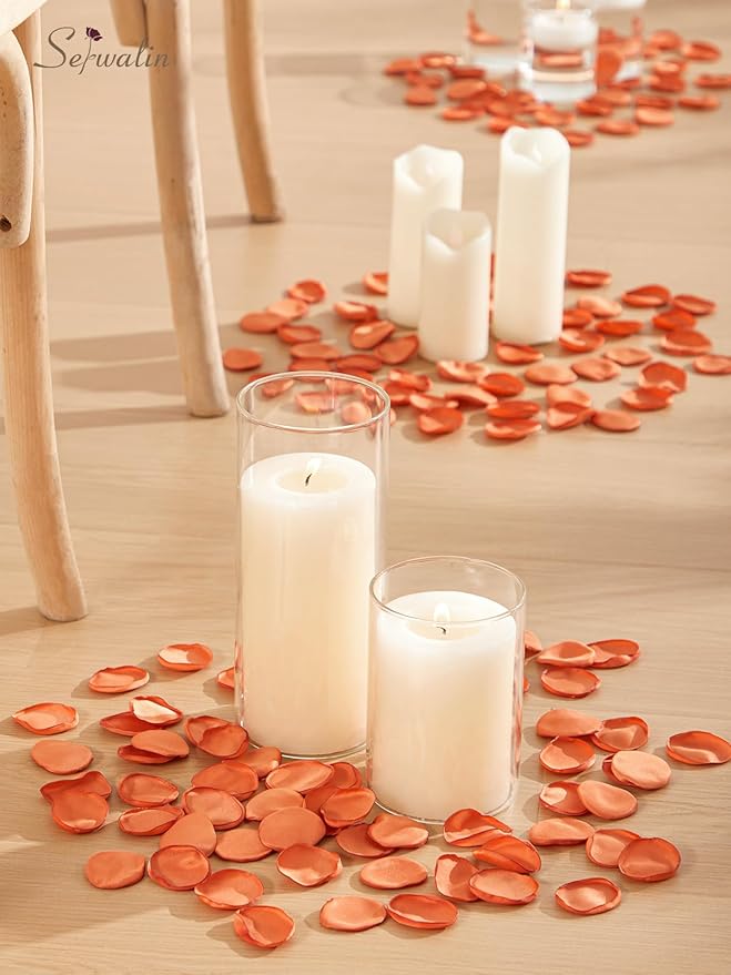 Serwalin 300Pcs Silk Rose Petals Fake Flower Petals Orange Artificial Rose Petals for Weddings Proposal Flower Girl Petals Aisle Flower Girl Basket Runner Bridal Shower Table Decor