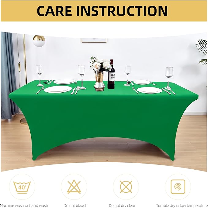 2-Pack 6ft Spandex Table Covers for Rectangle Standard Folding Tables - Wrinkle Resistant Stretch Tablecloths - Ultimate Fitted Table Protector for Parties, Trade Shows, Banquet