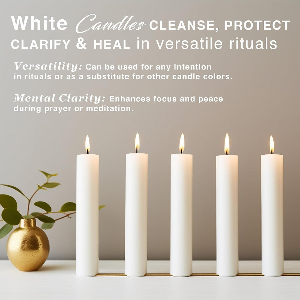 Set of 20 White Spell & Chime – Premium Mini Taper Candles for Rituals, Prayer, Birthdays, Meditation, Altar - 4 Inch Tall, Unscented.