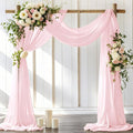Wedding Arch Draping Fabric 2 Panels 30'' x 18FT Blushing Pink Sheer Chiffon Arch Drapery for Photo Booth Bridal Shower Baby Shower Church Decor Newborn Photography Christening Outdoor Party