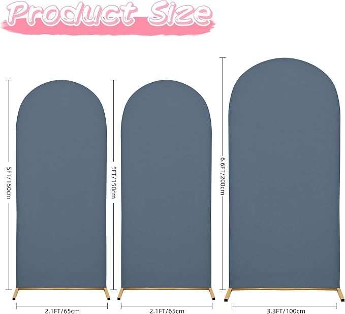 6.6FT Wedding Arch Covers Arch Backdrop Cover Arch Stand Covers Set Arch Cover Spandex Fabric Stretchy Backdrop for Wedding Birthday Party Decoration Baby Shower (Dusty Blue)